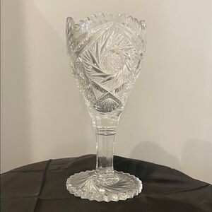 Elegant Crystal vase early American pressed glass